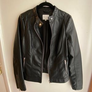 Vila Black Leather Jacket XS